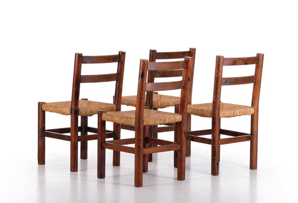 Vintage Pine Chairs, 1960s, Set of 4-QU-1706915