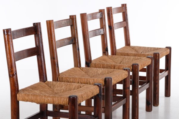 Vintage Pine Chairs, 1960s, Set of 4-QU-1706915