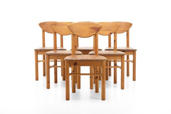 Vintage Pine Dining Chairs, 1970s, Set of 6-RNH-1789413