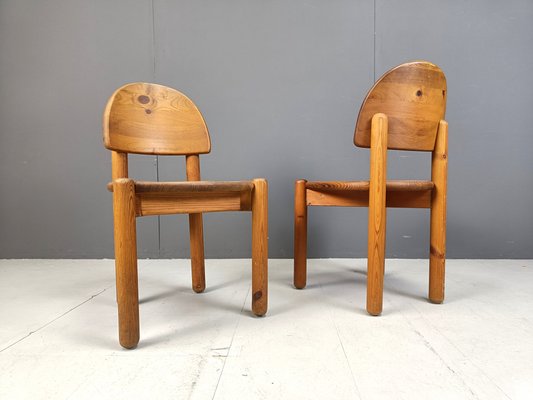 Vintage Pine Wood Dining Chairs, 1980s, Set of 6-IRH-2027108