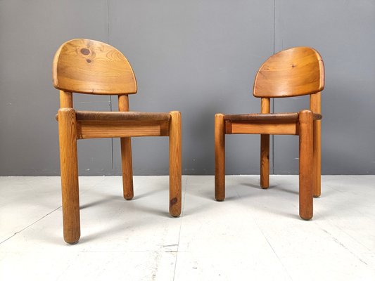 Vintage Pine Wood Dining Chairs, 1980s, Set of 6-IRH-2027108