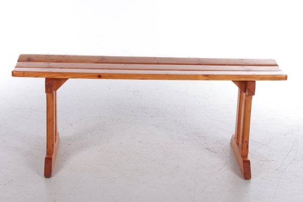 Vintage Pine Wooden Bench, France-EZZ-1130404