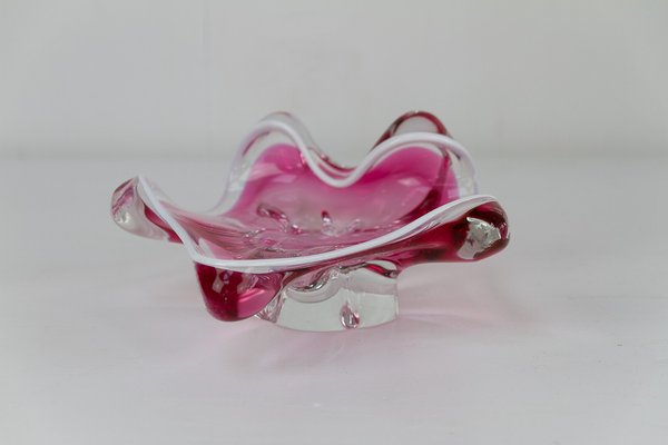 Vintage Pink Art Glass Bowl by Josef Hospodka, 1960s-WIX-1818313