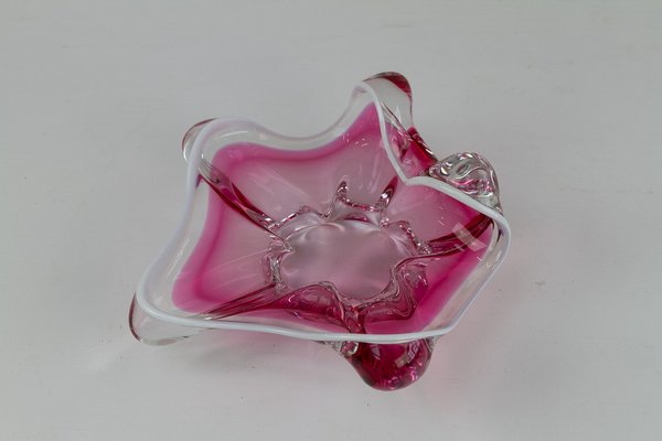 Vintage Pink Art Glass Bowl by Josef Hospodka, 1960s-WIX-1818313