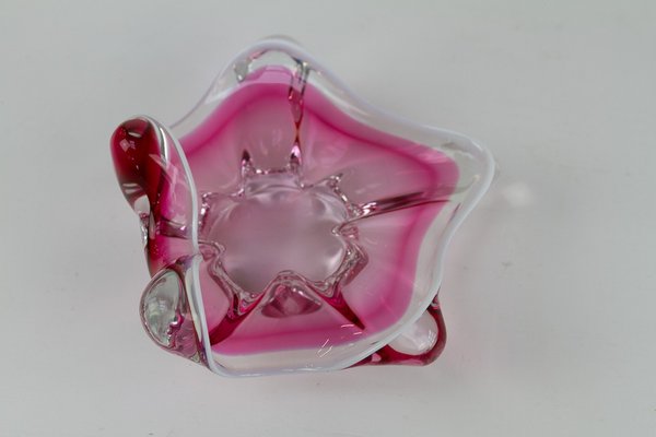 Vintage Pink Art Glass Bowl by Josef Hospodka, 1960s-WIX-1818313