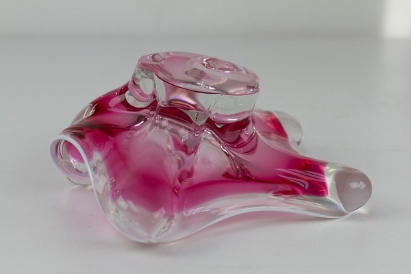 Vintage Pink Art Glass Bowl by Josef Hospodka, 1960s-WIX-1818313