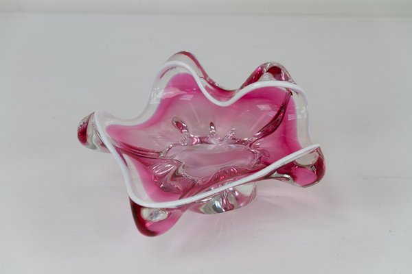 Vintage Pink Art Glass Bowl by Josef Hospodka, 1960s-WIX-1818313