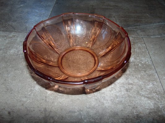 Vintage Pink Glass Tray from Hydrangea, 1970s-CAQ-688837