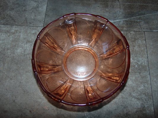 Vintage Pink Glass Tray from Hydrangea, 1970s-CAQ-688837