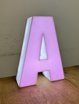 Vintage Pink Illuminated Letter A, 1970s-CGF-1757918