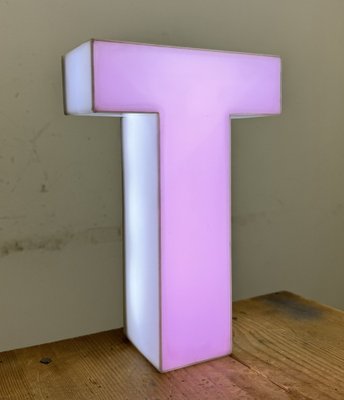 Vintage Pink Illuminated Letter T, 1970s-CGF-1757953