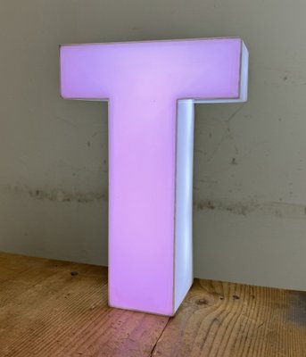 Vintage Pink Illuminated Letter T, 1970s-CGF-1757953