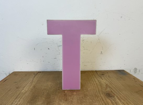 Vintage Pink Illuminated Letter T, 1970s-CGF-1757953