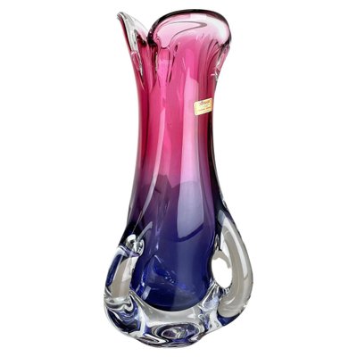 Vintage Pink & Purple Hand Blown Crystal Glass Vase from Joska, Germany, 1970-QZ-1217700