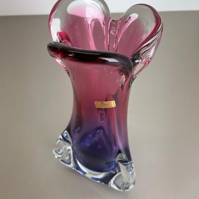 Vintage Pink & Purple Hand Blown Crystal Glass Vase from Joska, Germany, 1970-QZ-1217700