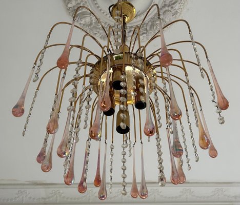 Vintage Pink Raindrops Murano Chandelier, 1980s-OVO-1764160