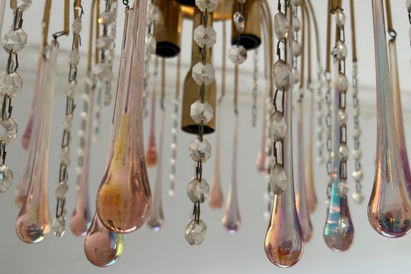 Vintage Pink Raindrops Murano Chandelier, 1980s-OVO-1764160