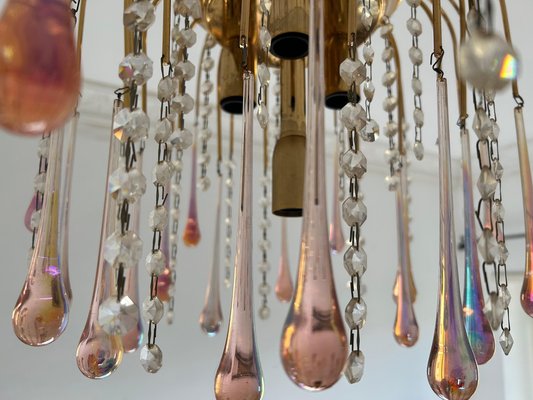 Vintage Pink Raindrops Murano Chandelier, 1980s-OVO-1764160