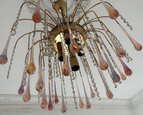 Vintage Pink Raindrops Murano Chandelier, 1980s-OVO-1764160