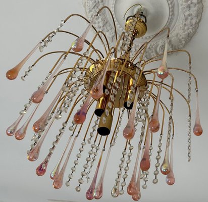 Vintage Pink Raindrops Murano Chandelier, 1980s-OVO-1764160