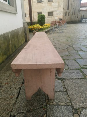 Vintage Pink Wood Bench, 1960s-GEL-1431693