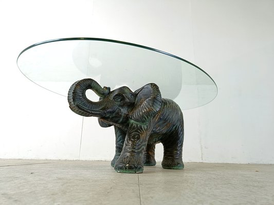 Vintage Plaster Elephant Coffee Table, 1970s-IRH-1748991