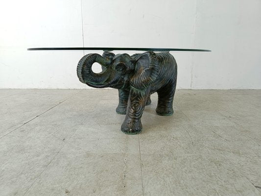 Vintage Plaster Elephant Coffee Table, 1970s-IRH-1748991