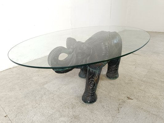 Vintage Plaster Elephant Coffee Table, 1970s-IRH-1748991