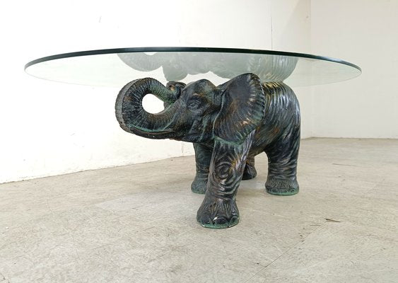 Vintage Plaster Elephant Coffee Table, 1970s-IRH-1748991