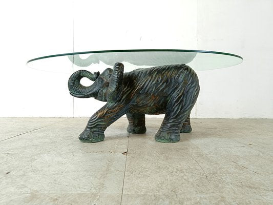 Vintage Plaster Elephant Coffee Table, 1970s-IRH-1748991