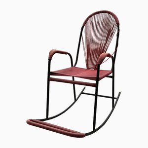 Vintage Plastic and String Rocking Chair, 1960s-OXJ-1726459