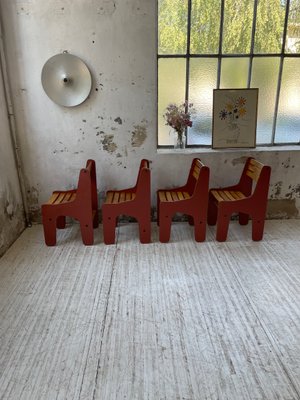 Vintage Plywood Chairs, 1980s, Set of 4-LCU-2024748