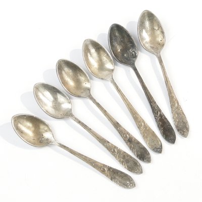 Vintage Polish Brass Mocca Spoons, 1950s, Set of 6-BKO-1799011