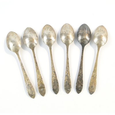 Vintage Polish Brass Mocca Spoons, 1950s, Set of 6-BKO-1799011