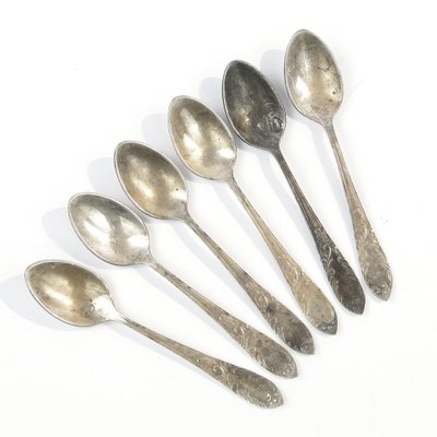 Vintage Polish Brass Mocca Spoons, 1950s, Set of 6-BKO-1799011