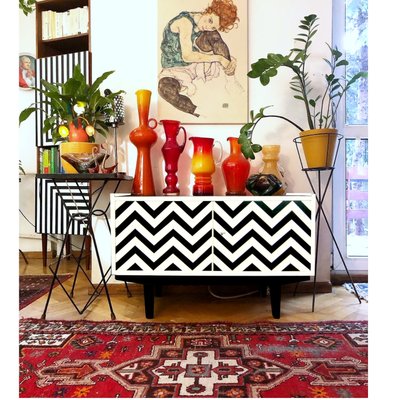 Vintage Polish Sideboard with Op Art Motif, 1960s-YQY-2016598