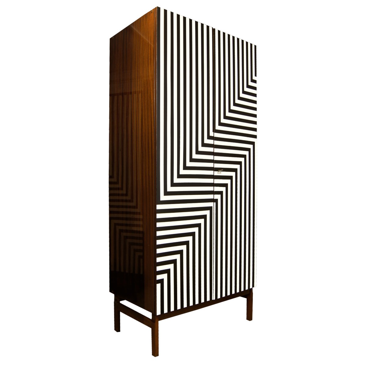 Vintage Polish Wardrobe with Op Art Motif, 1970s