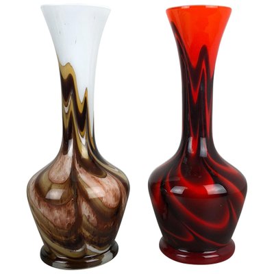 Vintage Pop Art Opaline Vases, Italy, 1970s, Set of 2-QZ-1053116