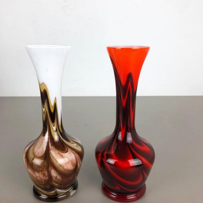 Vintage Pop Art Opaline Vases, Italy, 1970s, Set of 2-QZ-1053116