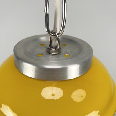 Vintage Pop Art Pendant Lamp in Yellow-White Glass, 1970s-VQG-1764463