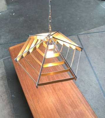 Vintage Postmodern Geometric Lamellar Pendant Lamp, 1980s-UAH-1447337