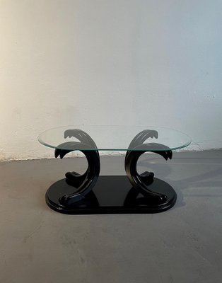 Vintage Postmodern Italian Coffee Table in Black Lacquered Wood & Glass, 1980s-EHE-1396274