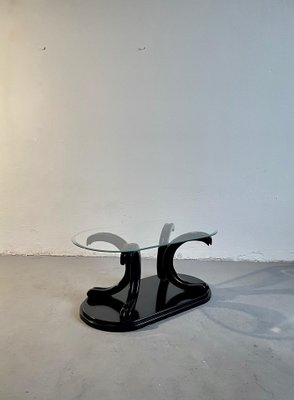 Vintage Postmodern Italian Coffee Table in Black Lacquered Wood & Glass, 1980s-EHE-1396274