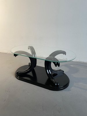 Vintage Postmodern Italian Coffee Table in Black Lacquered Wood & Glass, 1980s-EHE-1396274