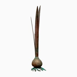 Vintage Postmodern Italian Onion Flower Shaped Metal Candleholder from Carnevale, 1980s-UAH-1431194