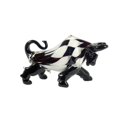 Vintage Postmodern Style Murano Glass Bulls with Checkered Pattern, Set of 2-RY-694385