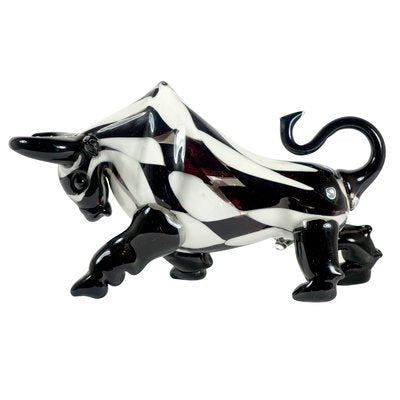 Vintage Postmodern Style Murano Glass Bulls with Checkered Pattern, Set of 2-RY-694385