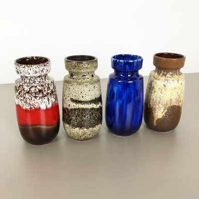 Vintage Pottery Fat Lava 242-22 Vases from Scheurich, Germany, Set of 4-QZ-1151863