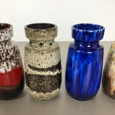 Vintage Pottery Fat Lava 242-22 Vases from Scheurich, Germany, Set of 4-QZ-1151863