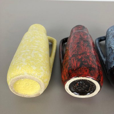 Vintage Pottery Fat Lava 275-20 Vases from Scheurich, Germany, 1970s, Set of 4-QZ-1052958